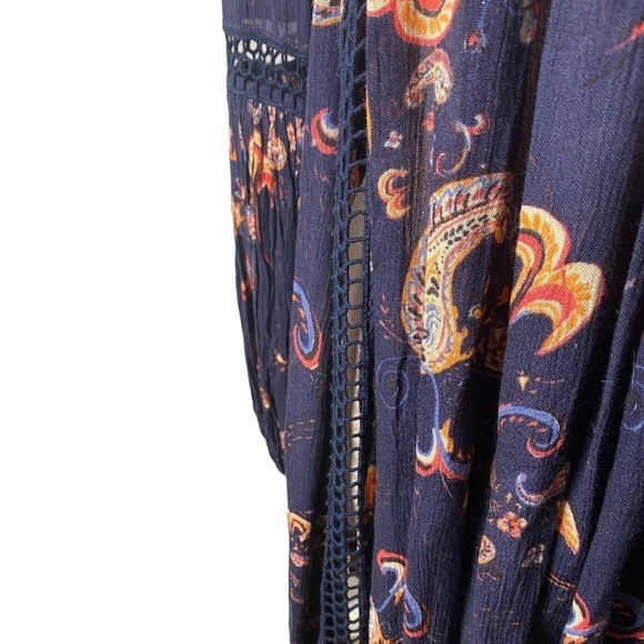 Free People | Just The Two of Us Babydoll Paisley Tunic Top Mini Dress Crochet - Picture 5 of 8